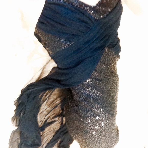 Fairy Sequin Prom Dress Sheer High Low - Picture 8 of 9